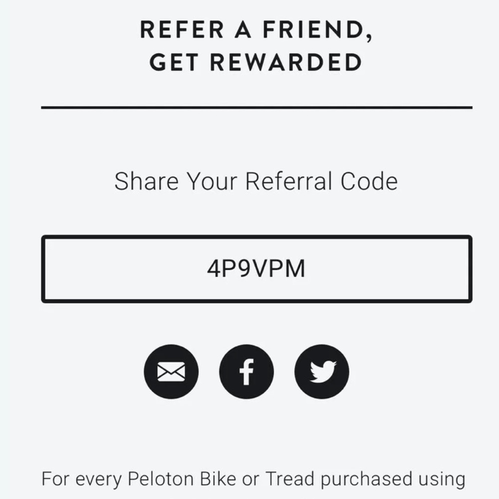 $100 Peloton Bike & Tread Referral Code : 4P9VPM